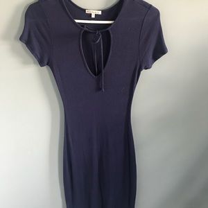 Fitted Navy Dress with a Scoop Neck
